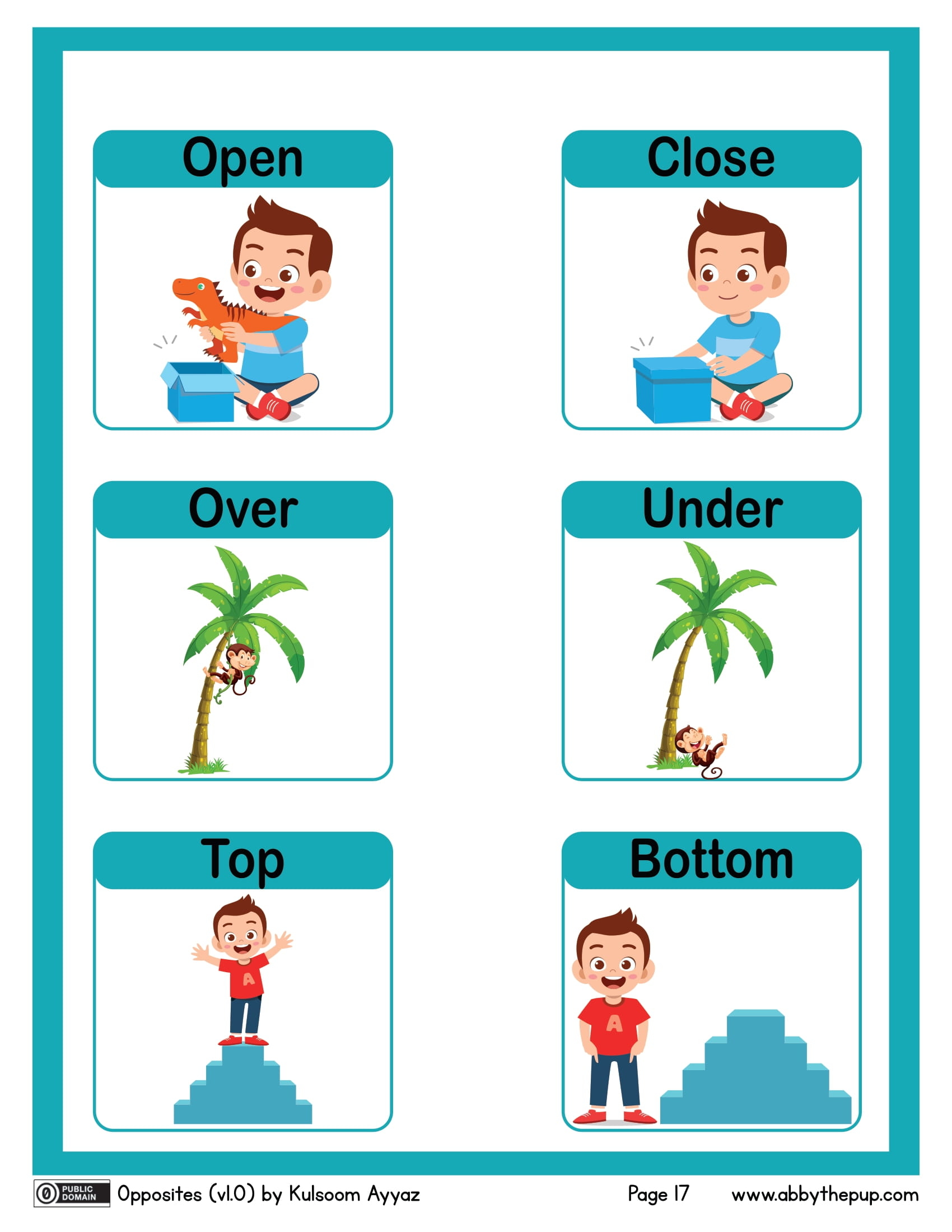 Openclose overunder topbottom flash cards free printable papercraft templates