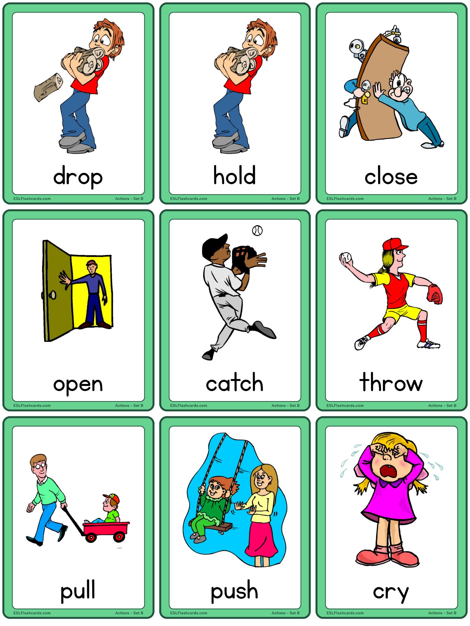 Action flashcards â set b opposite verbs â esl flashcards