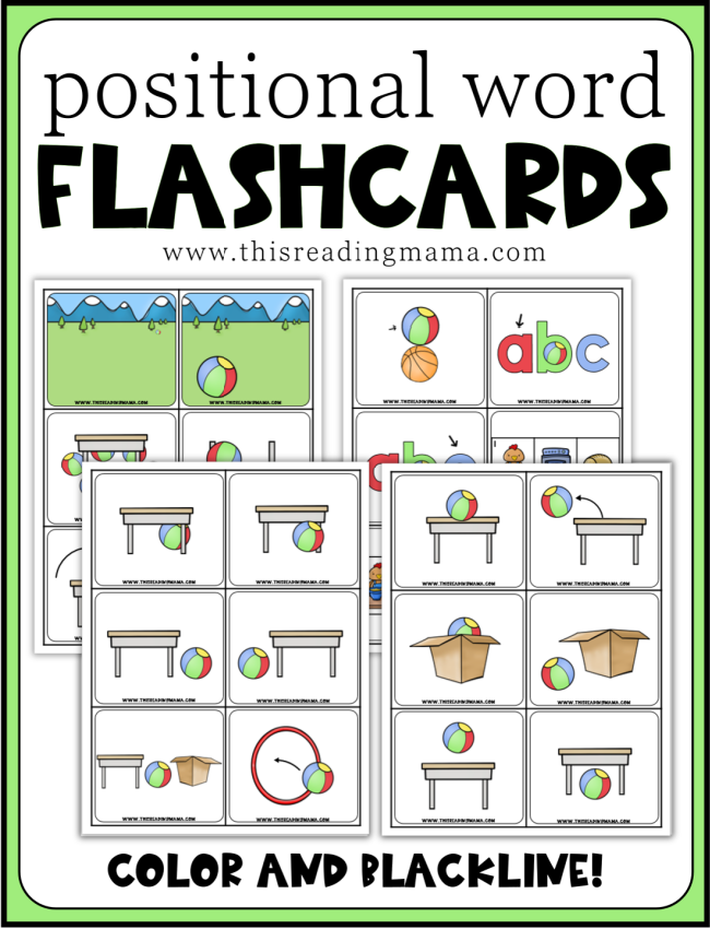 Positional word flashcards