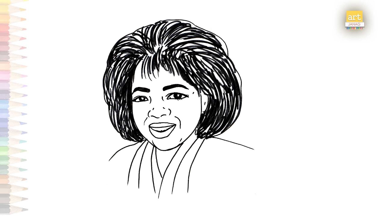 Oprah winfrey drawings video american host drawing how to draw oprah winfrey face step by step