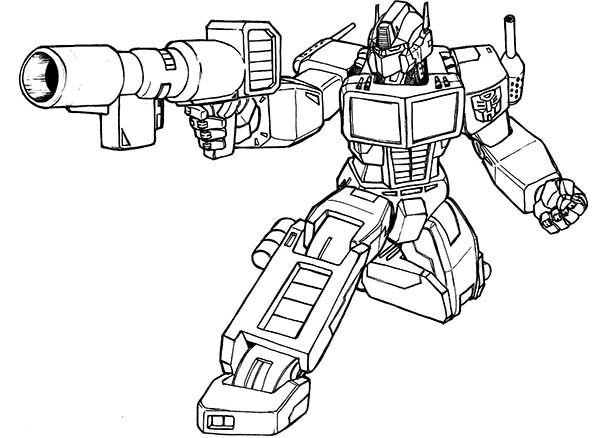 Optimus prime bazooka of transformers coloring page