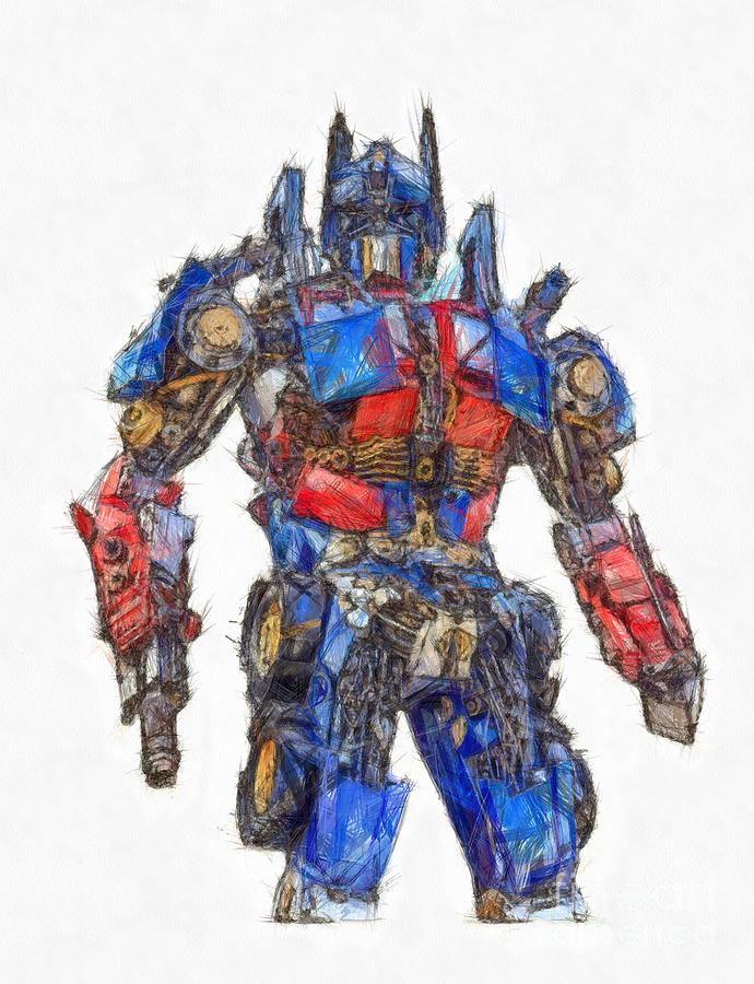 Transformers optimus prime or orion pax colored pencil drawing by edward fielding