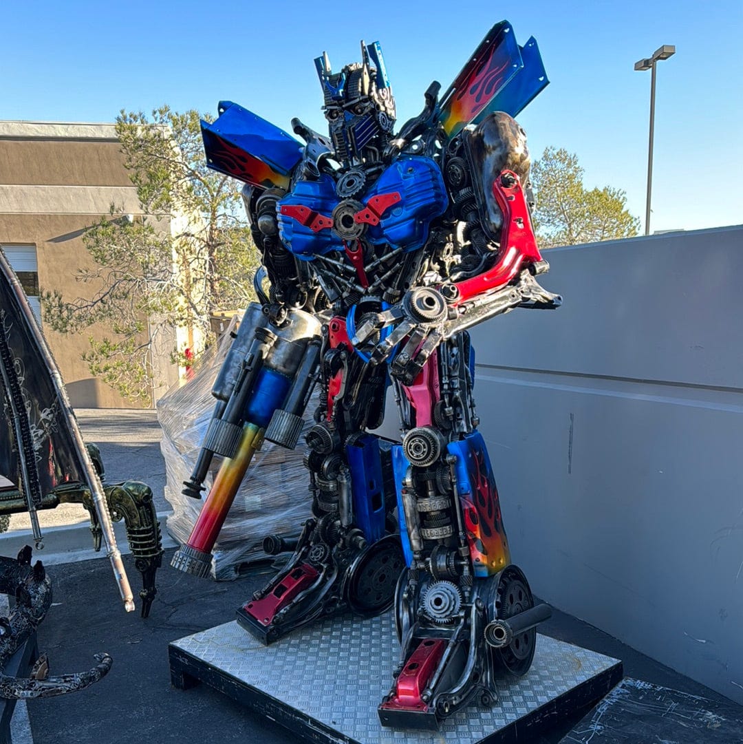 Optimus prime inspired recycled metal art sculpture