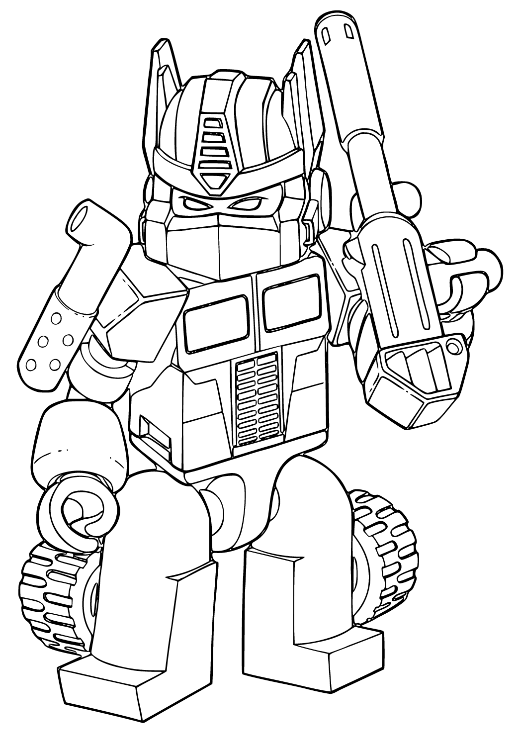 Free printable optimus prime lego coloring page for adults and kids