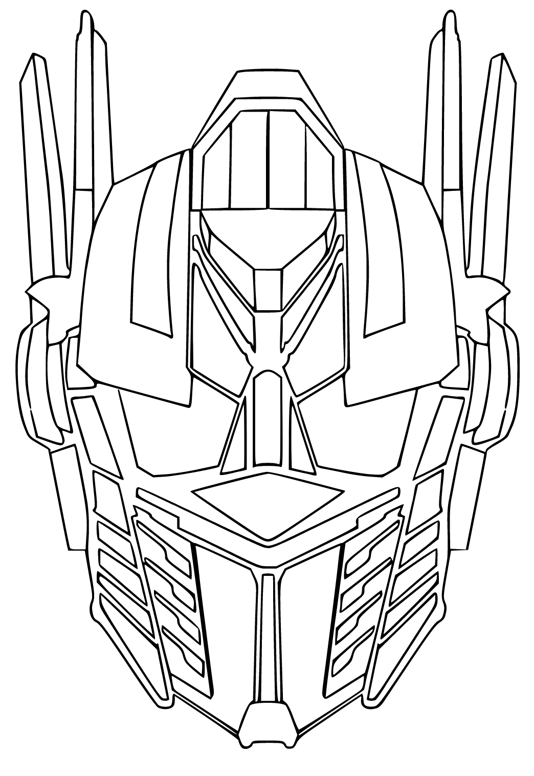 Free printable optimus prime mask coloring page for adults and kids