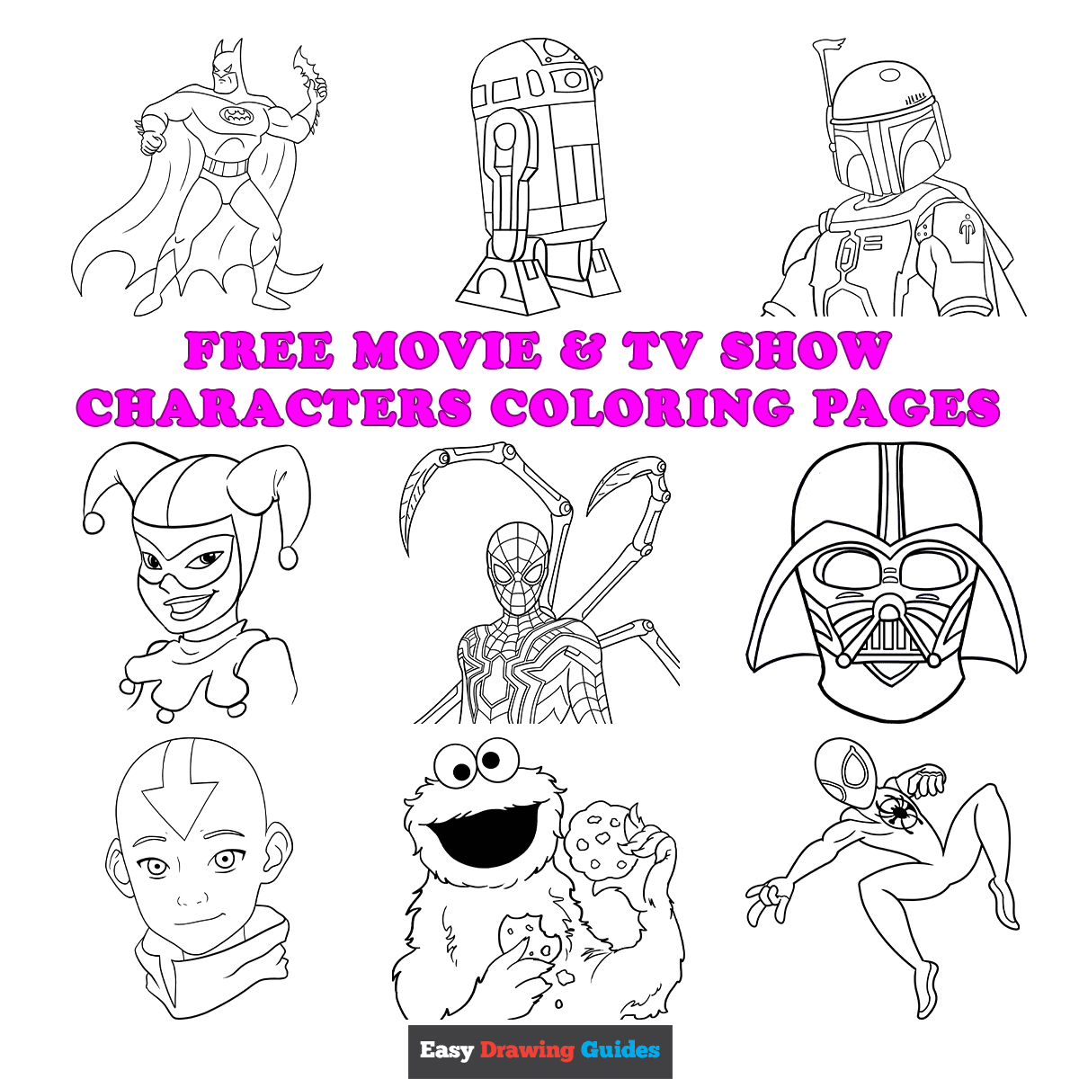 Free printable movie and tv show characters coloring pages for kids