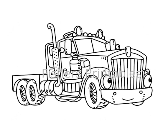 Construction vehicles coloring pages for kids trucks bulldozers drillers cranes heavy equipment instant digital downloads