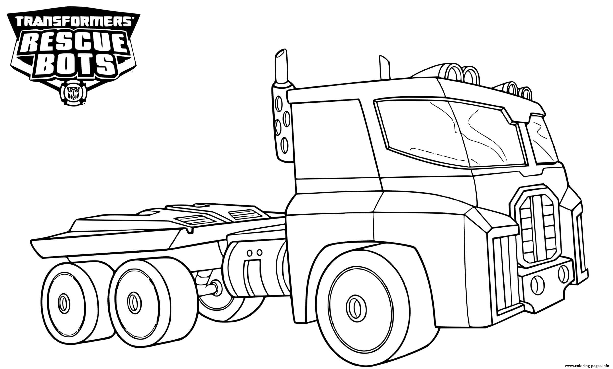 Transformers rescue bots optimus prime coloring page printable