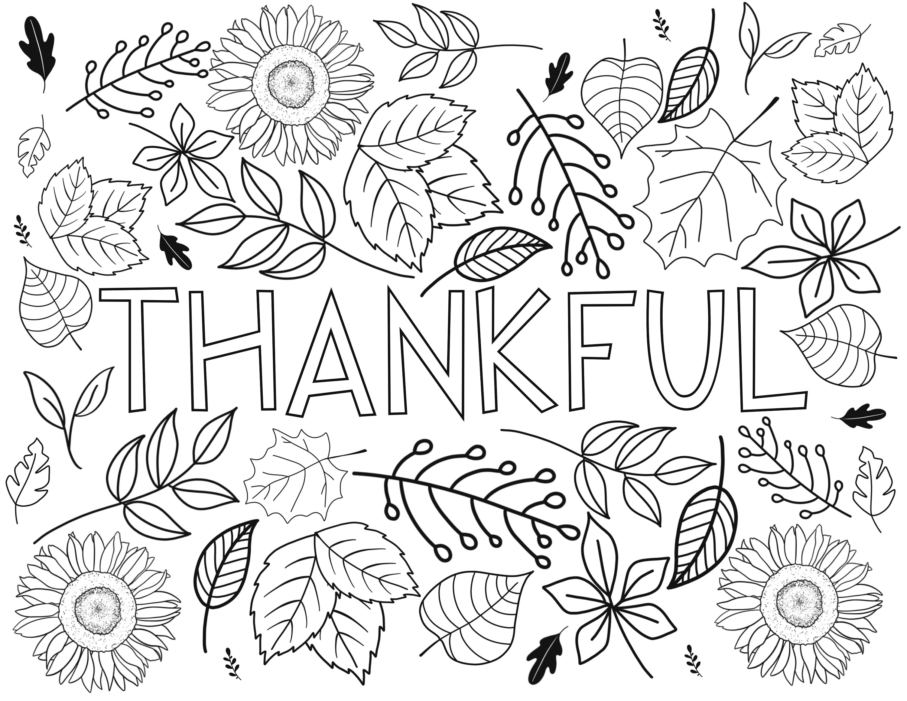 Fall coloring page thankful autumn time instant download and print