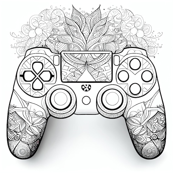 Pack stress relief coloring pages gaming controller digital print detailed mandala dragon instant download set coloring books adults