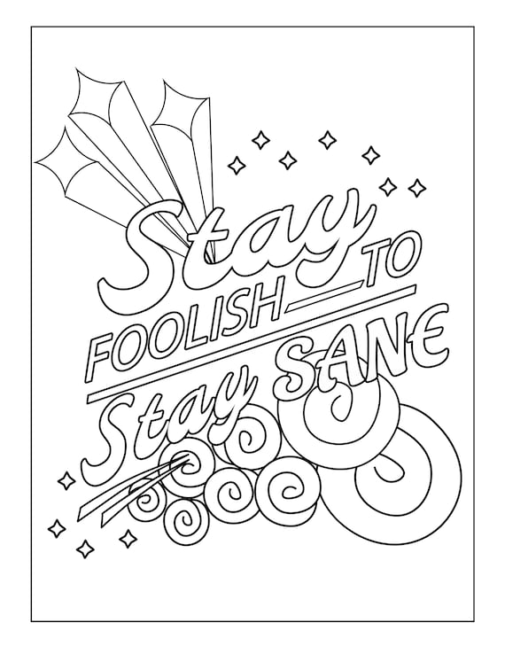 Adult coloring page instant download easy coloring page with inspirational quote printable download now