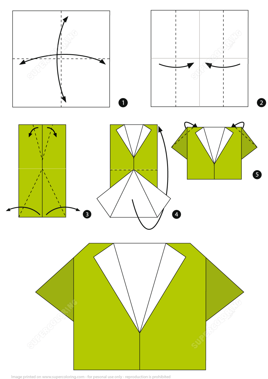 How to make an origami shirt step by step instructions free printable papercraft templates