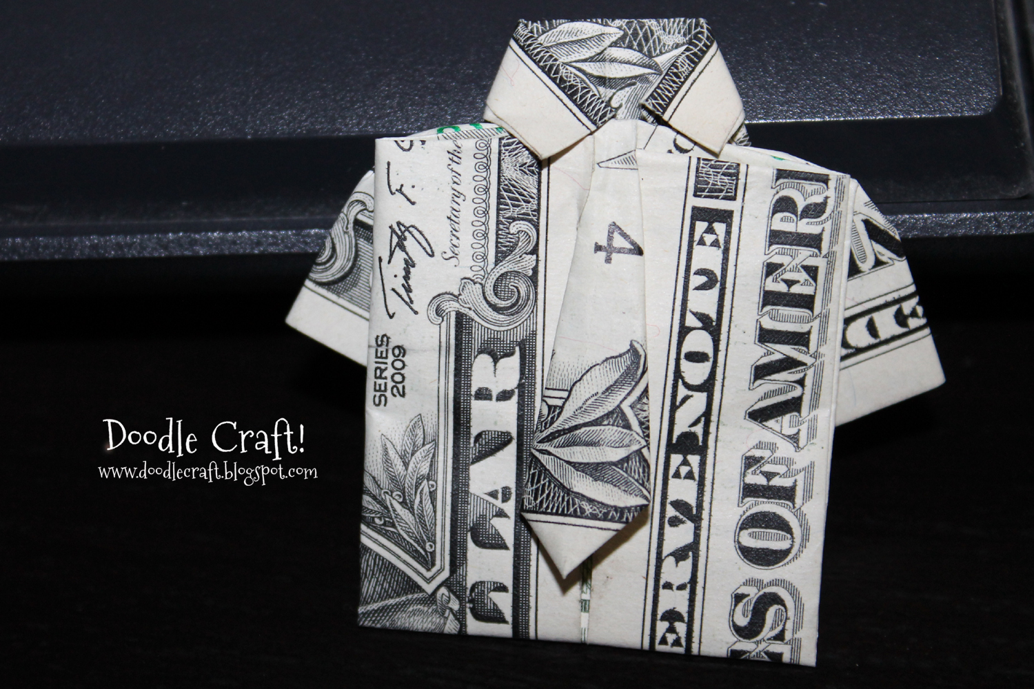 Origami money folding shirt and tie