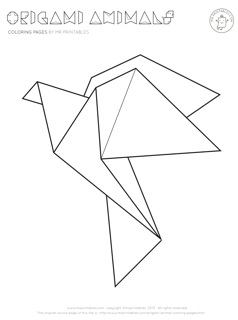 Origami animal coloring pages