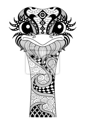 Hand drawn zentangle ostrich for coloring pagelogo t shirt canvas prints for the wall â canvas prints origami ostrich for