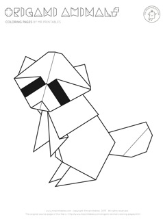 Origami animal coloring pages