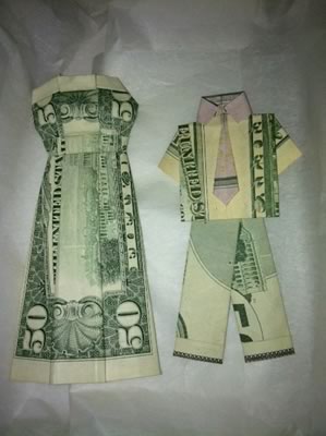 Money origami shirt and tie folding instructions