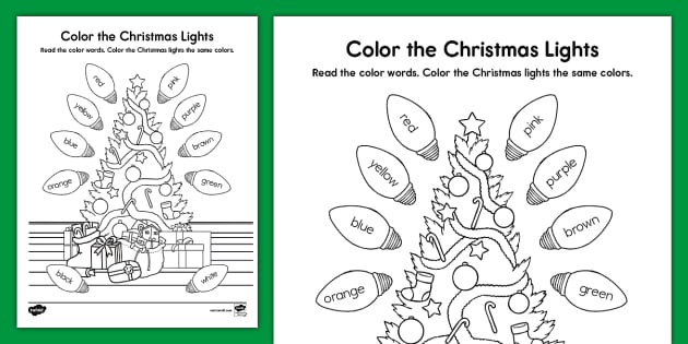 Christmas lights coloring page for kids usa