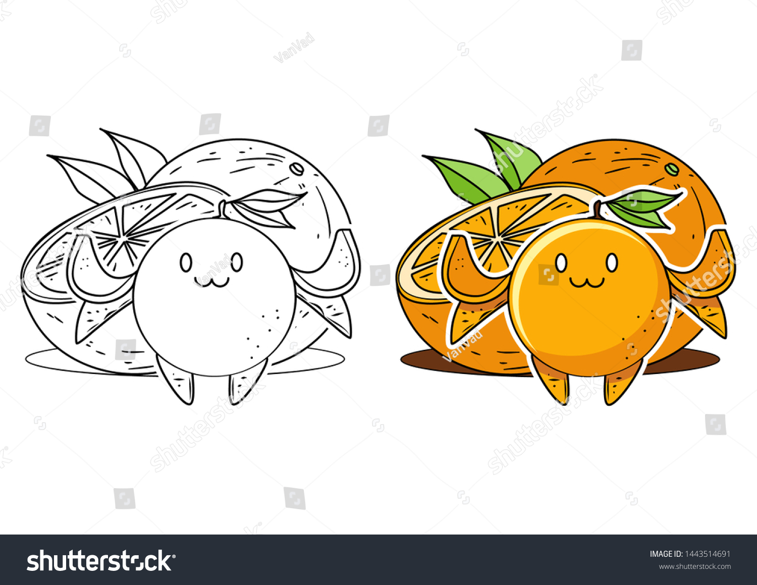 Orange mons characters coloring pages fruit stock vector royalty free