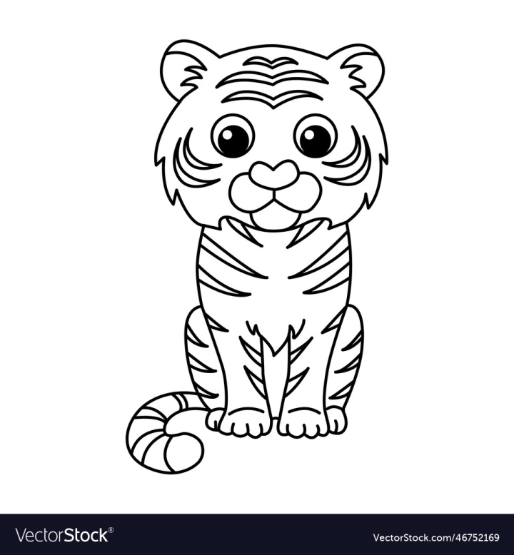 Free tiger cartoon coloring page for kids