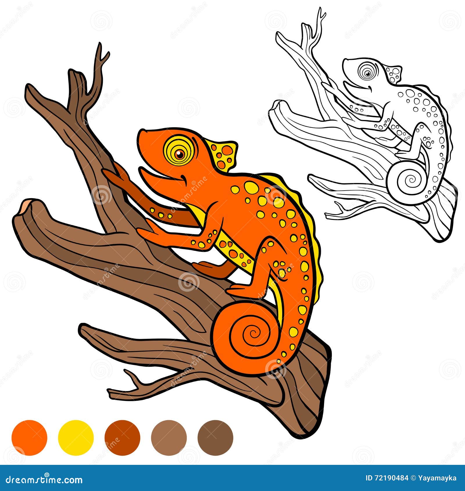 Coloring page color me chameleon stock vector