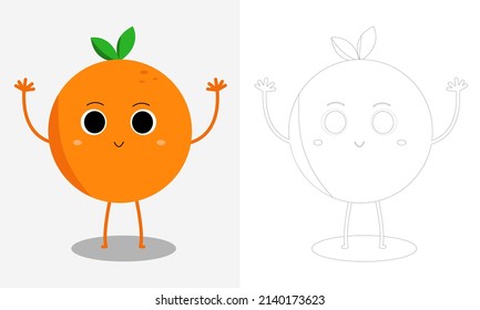 Coloring page orange fruit children learning stock vector royalty free