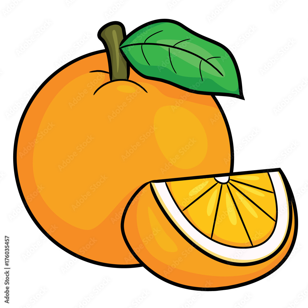 Апельсин мультяшный на белом фоне