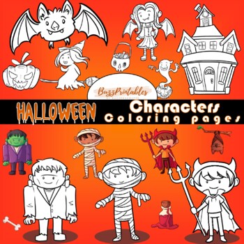 Halloween art activities characters frankenstein family coloring pages