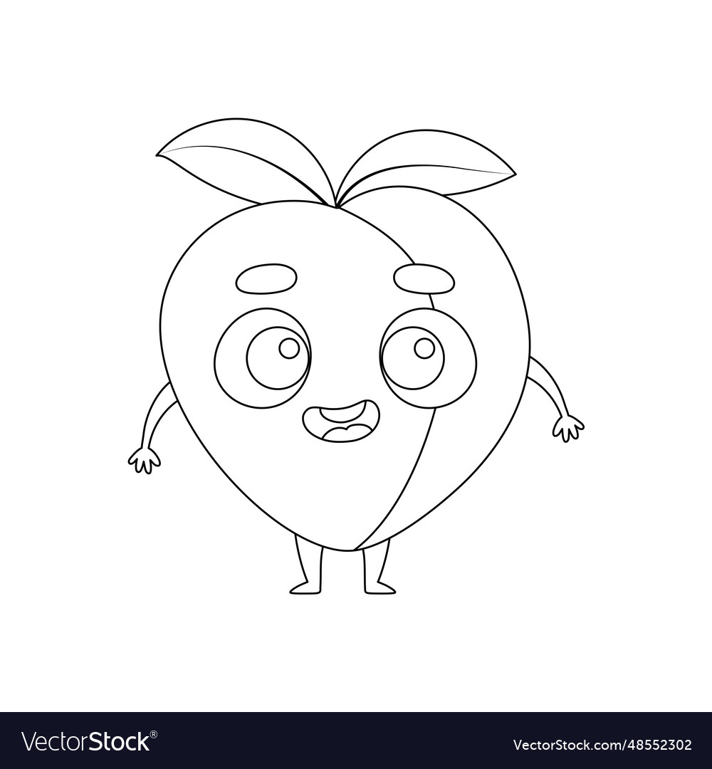 Coloring page funny peach book for kids royalty free vector