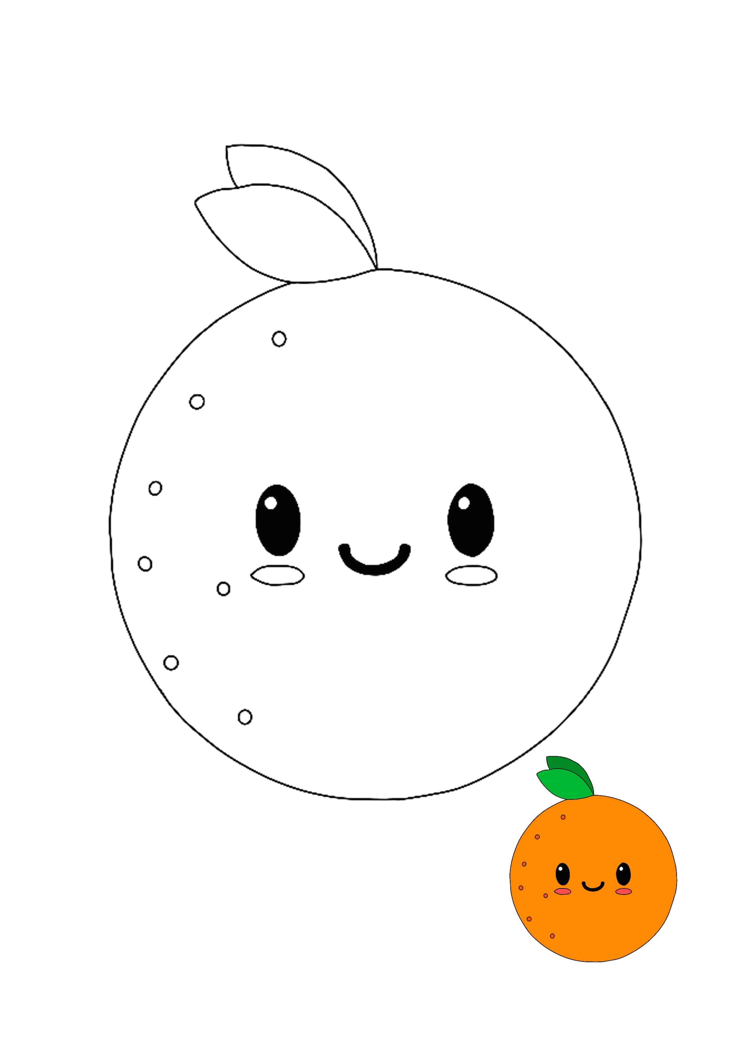 Vibrant kawaii orange coloring page