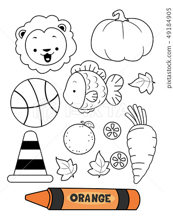 Color orange secondary coloring book illustration