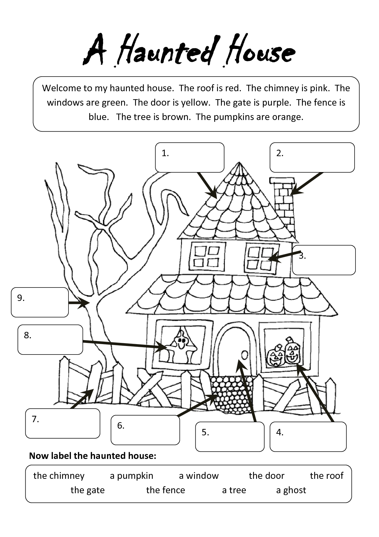 Solution a haunted house fun activities games picture description exercises