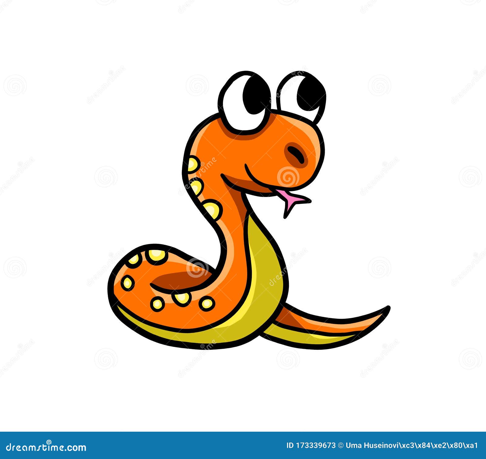 A very adorable orange snake stock illustration
