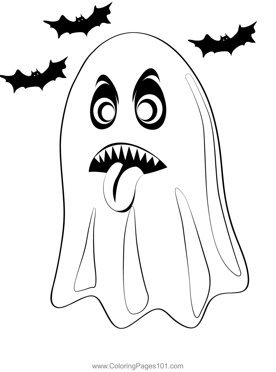 Halloween ghost pumkins coloring page for kids