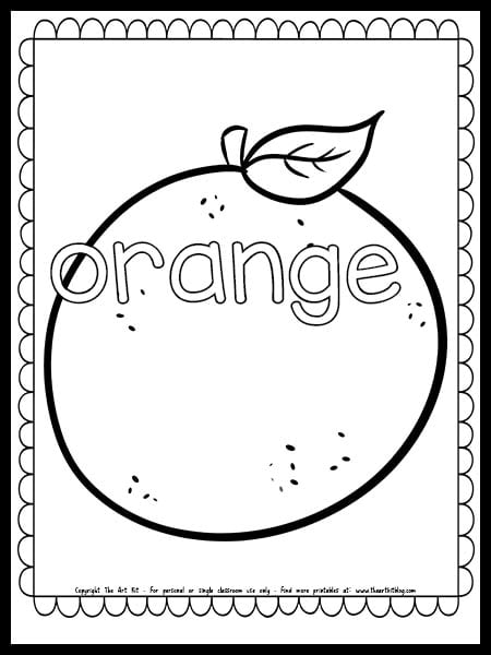 Orange coloring page free printable â the art kit