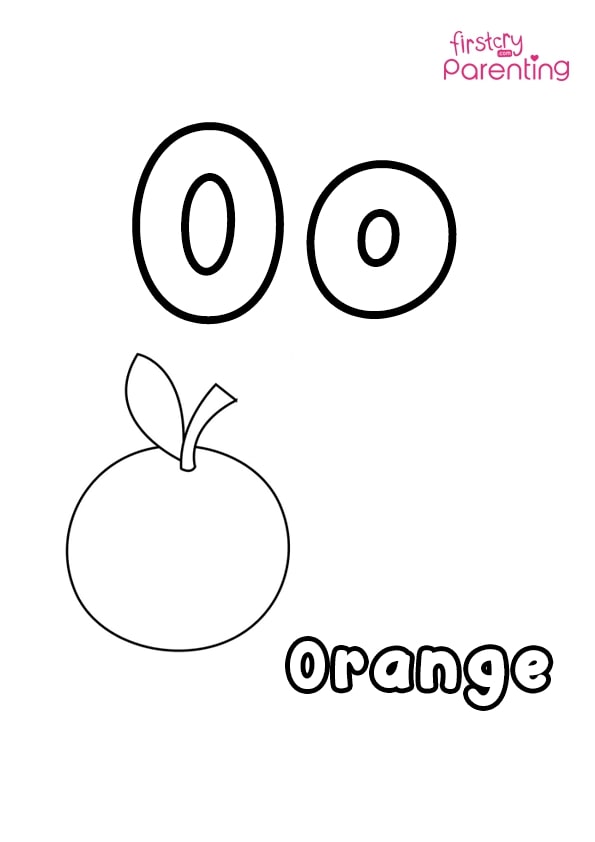 O for orange coloring page for kids