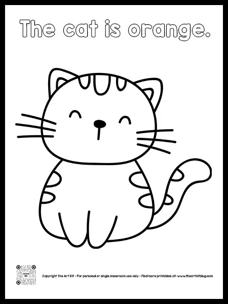 Free orange cat coloring pages cursive font â the art kit