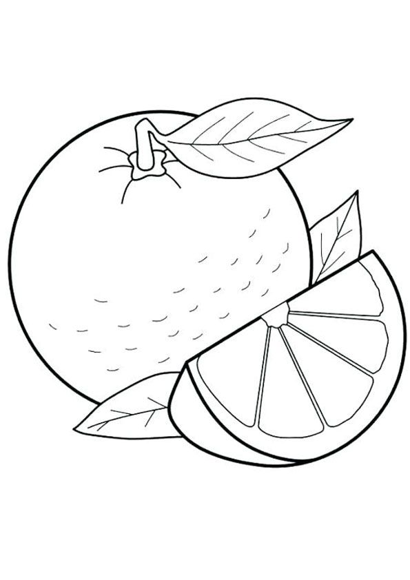 Orange with leaf coloring page for kids fruit coloring pages leaf coloring page coloring pages