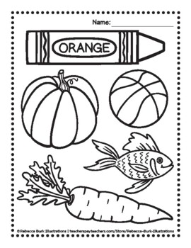 Orange coloring pages tpt