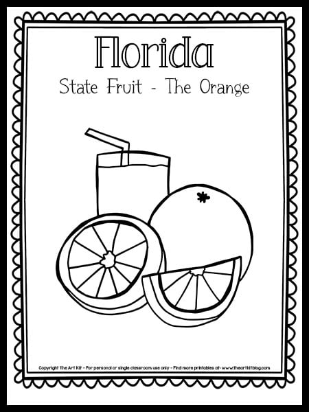 Florida state fruit coloring page the orange free printable â the art kit