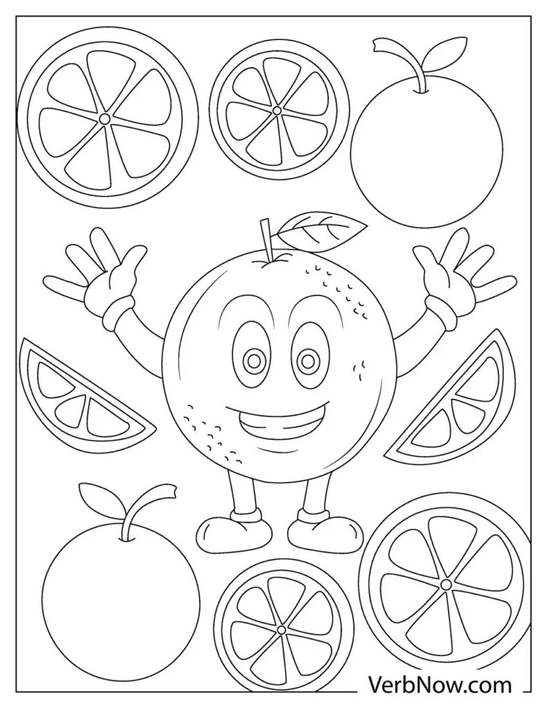 Free orange coloring pages book for download printable pdf