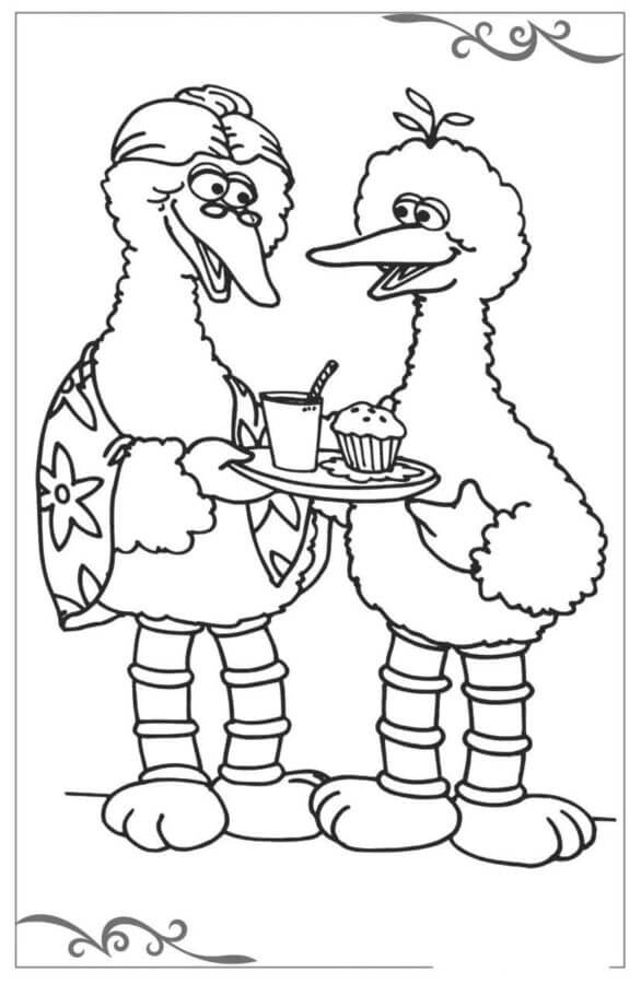 Huge yellow birds with orange paws coloring page