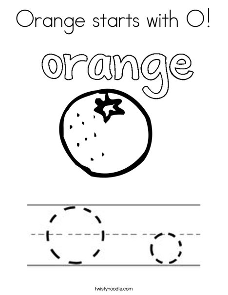 Orange starts with o coloring page