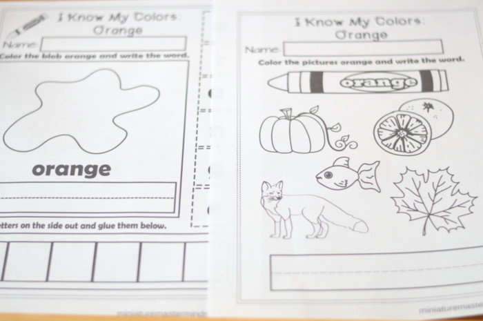 I know my colors printable work book series page workbook the color orange â miniature masterminds