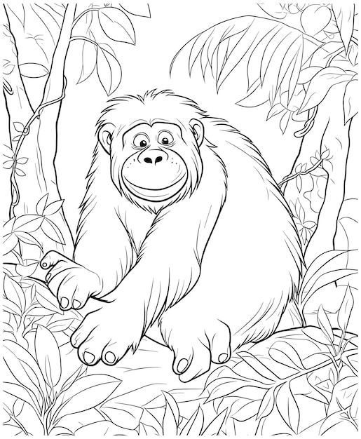 Premium vector orangutan coloring pages for adults