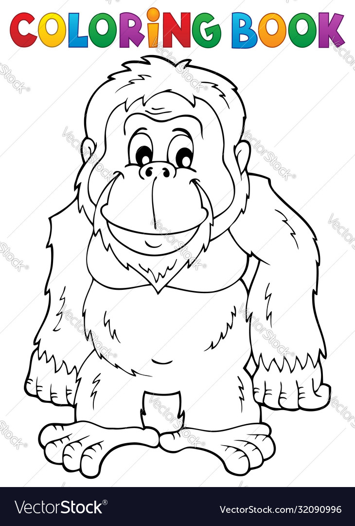 Coloring book orangutan theme royalty free vector image