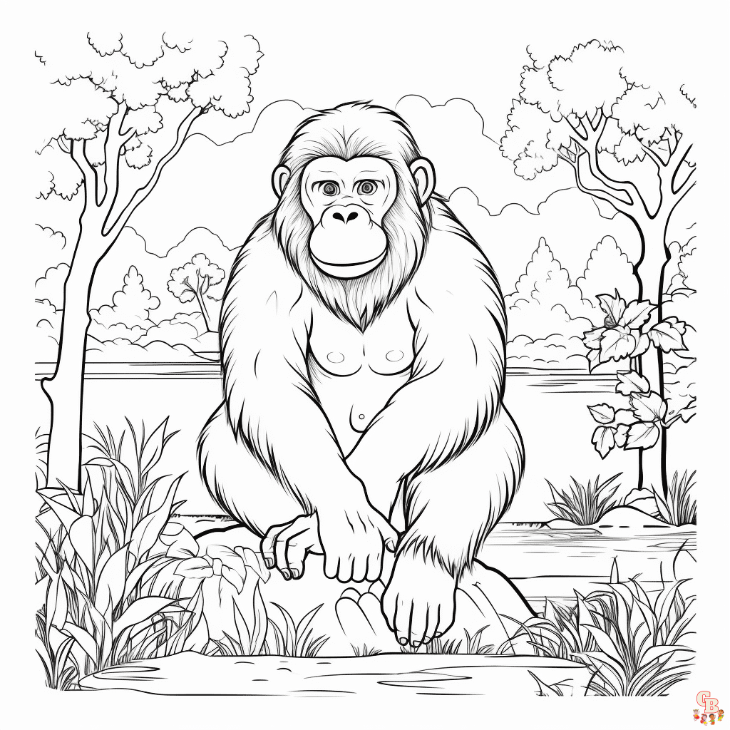 Printable orangutan coloring pages free for kids and adults