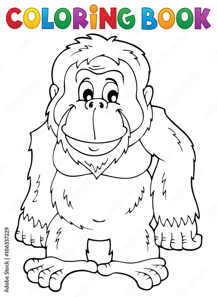 Coloring book orangutan theme vector