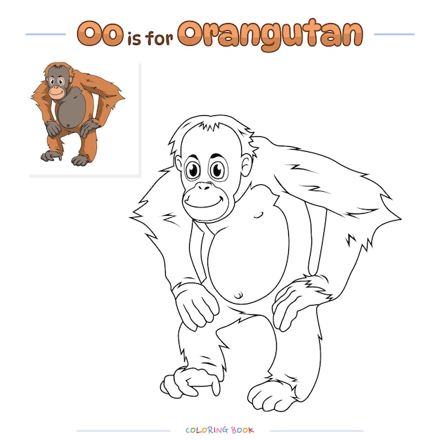 Premium vector coloring page orangutan cartoon