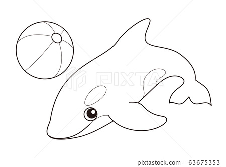 Killer whale character illustration coloring page